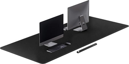 Cacoy 70.9x31.5 Inches Faux Leather Desk Pad Blotter, Waterproof Table Protector Mat, Large Gaming Computer Mouse Pad, Office and Home Desk Matt for Desktop, Black | Desk Pads Blotters - TrueDesk
