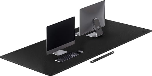 Cacoy 70.9x31.5 Inches Faux Leather Desk Pad Blotter, Waterproof Table Protector Mat, Large Gaming Computer Mouse Pad, Office and Home Desk Matt for Desktop, Black | Desk Pads Blotters - TrueDesk