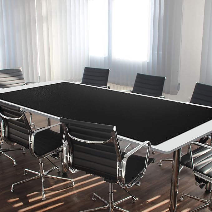 Cacoy 74.8" x 35.4" Leather Desk Mat, Office Conference Table Mat, Huge Gaming Mousepad, Waterproof Meeting Table Desk Pad for Office Conference Room and Home, Black | Desk Pads Blotters - TrueDesk