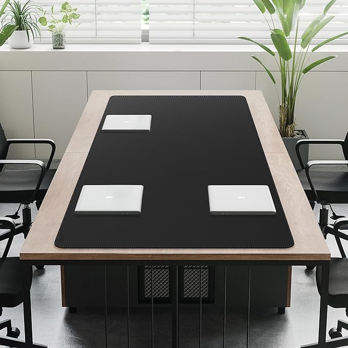 Cacoy 74.8" x 35.4" Leather Desk Mat, Office Conference Table Mat, Huge Gaming Mousepad, Waterproof Meeting Table Desk Pad for Office Conference Room and Home, Black | Desk Pads Blotters - TrueDesk
