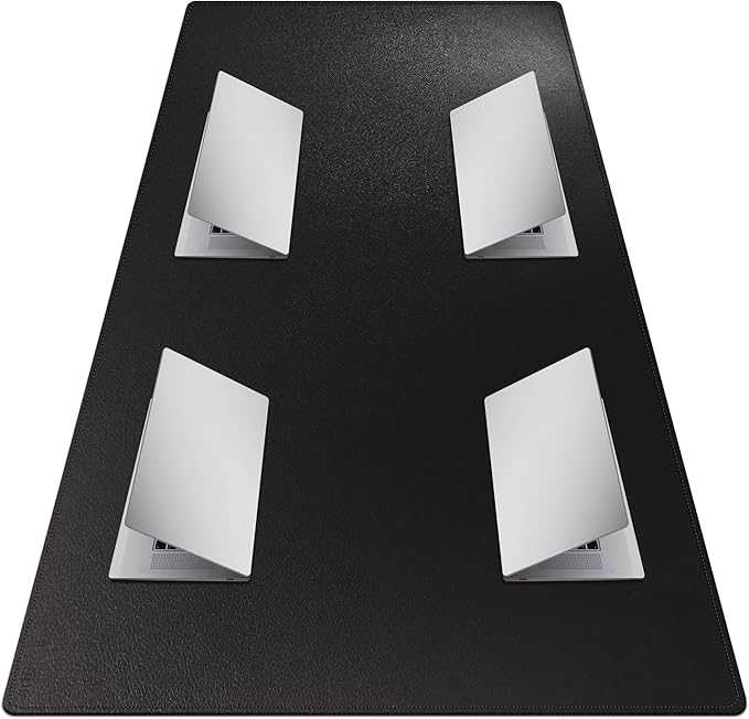 Cacoy 74.8" x 35.4" Leather Desk Mat, Office Conference Table Mat, Huge Gaming Mousepad, Waterproof Meeting Table Desk Pad for Office Conference Room and Home, Black | Desk Pads Blotters - TrueDesk