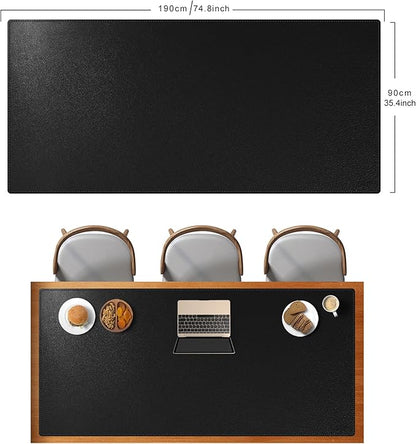 Cacoy 74.8" x 35.4" Leather Desk Mat, Office Conference Table Mat, Huge Gaming Mousepad, Waterproof Meeting Table Desk Pad for Office Conference Room and Home, Black | Desk Pads Blotters - TrueDesk
