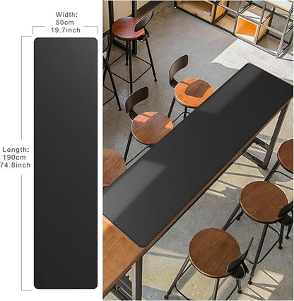 Cacoy 74.8"x19.7" Leather Desk Mat, PU Leather Office Computer Pad, Extended Gaming Mouse Pad, Desk Blotter and Office Table Mat, Waterproof Desktop Protector Laptop Matt for Desktop, Black | Desk Pads Blotters - TrueDesk