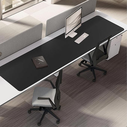 Cacoy 74.8"x19.7" Leather Desk Mat, PU Leather Office Computer Pad, Extended Gaming Mouse Pad, Desk Blotter and Office Table Mat, Waterproof Desktop Protector Laptop Matt for Desktop, Black | Desk Pads Blotters - TrueDesk