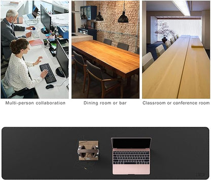 Cacoy 74.8"x19.7" Leather Desk Mat, PU Leather Office Computer Pad, Extended Gaming Mouse Pad, Desk Blotter and Office Table Mat, Waterproof Desktop Protector Laptop Matt for Desktop, Black | Desk Pads Blotters - TrueDesk