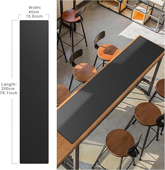 Cacoy 78.7 x 15.7 Inch Extra Long PU Leather Desk Pad Blotter Protector, XXL Large Gaming Computer Mouse Pad, Waterproof Leather Desk Matt for Desktop, Office Writing Pad (Black) | Desk Pads Blotters - TrueDesk