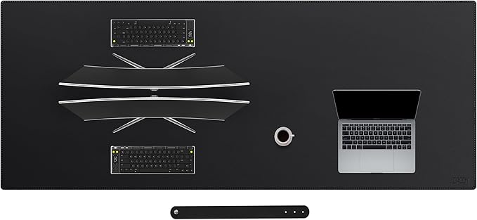 Cacoy 78.7"x31.5" XXL PU Leather Desk Mat, Waterproof Meeting Desk Pad Protector, Large Gaming Computer Mouse Pad, Extended Office Desk Decor, Desktop Cover Mat Conference Table Pads (Black) | Desk Pads Blotters - TrueDesk