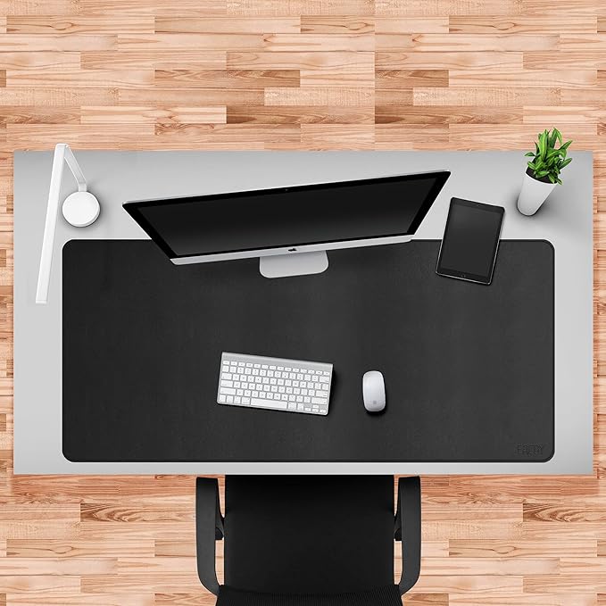 Cacoy Large Desk Mat, 48" x 24" Leather Desk Pad Protector with Cork & PU Leather, Double - Sided Office Desk Cover Mat, Large Computer Mouse Pad, Waterproof Desk Blotter Pad for Office and Home, Black | Desk Pads Blotters - TrueDesk