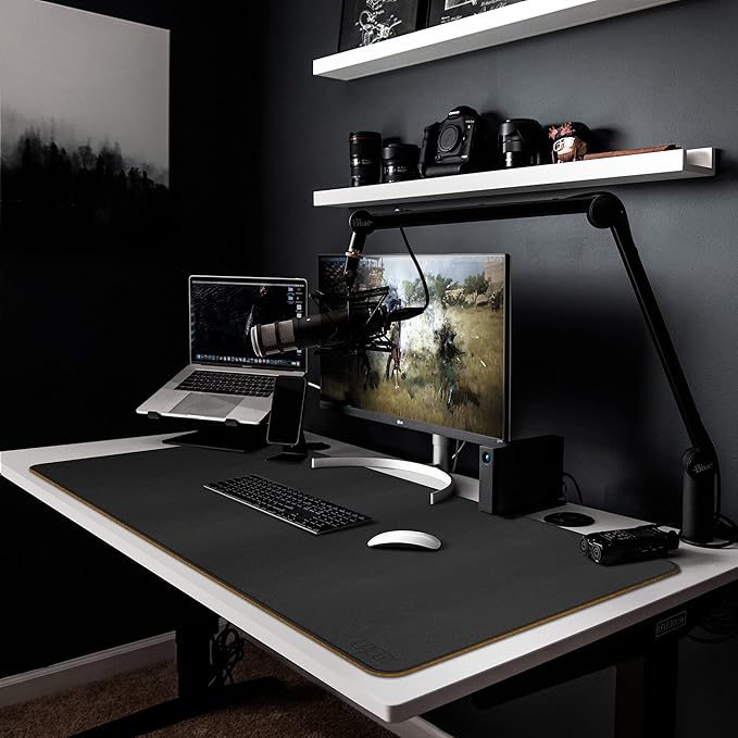 Cacoy Large Desk Mat, 48" x 24" Leather Desk Pad Protector with Cork & PU Leather, Double - Sided Office Desk Cover Mat, Large Computer Mouse Pad, Waterproof Desk Blotter Pad for Office and Home, Black | Desk Pads Blotters - TrueDesk