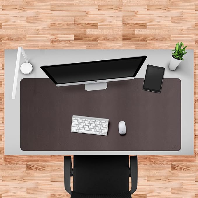 Cacoy Large Desk Mat 48" x 24" Leather Desk Pad Protector with Cork & PU Leather, Dual - Sided Office Desk Mat, Large Mouse Pad, Waterproof Desk Blotter Pad for Office and Home (Brown) | Desk Pads Blotters - TrueDesk