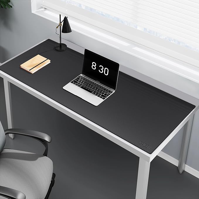 Cacoy Large Desk Pad 48" x 20", Extended Leather Desk Mat Protector, Desk matt for Desktop, Large Gaming Computer Mouse Pad, Office Desk Cover Mat, Waterproof Desk Blotter for Office and Home (Black) | Desk Pads Blotters - TrueDesk