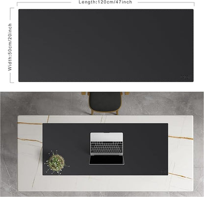 Cacoy Large Desk Pad 48" x 20", Extended Leather Desk Mat Protector, Desk matt for Desktop, Large Gaming Computer Mouse Pad, Office Desk Cover Mat, Waterproof Desk Blotter for Office and Home (Black) | Desk Pads Blotters - TrueDesk