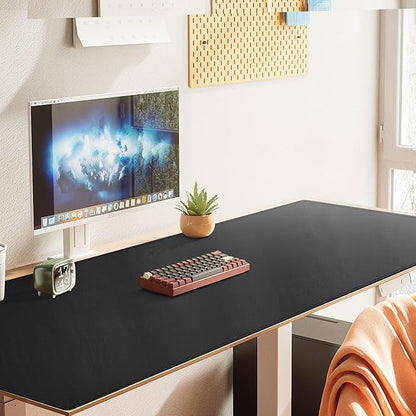 Cacoy Leather Desk Mat, 70.8"x24" Extended Mega Size Professional Computer Desk Pad for Full Desk, Super Large XXXL Desktop Cover Protector for Home and Office, Waterproof Leather Desk Blotter (Black) | Desk Pads Blotters - TrueDesk