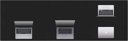 Cacoy Leather Desk Mat, 70.8"x24" Extended Mega Size Professional Computer Desk Pad for Full Desk, Super Large XXXL Desktop Cover Protector for Home and Office, Waterproof Leather Desk Blotter (Black) | Desk Pads Blotters - TrueDesk