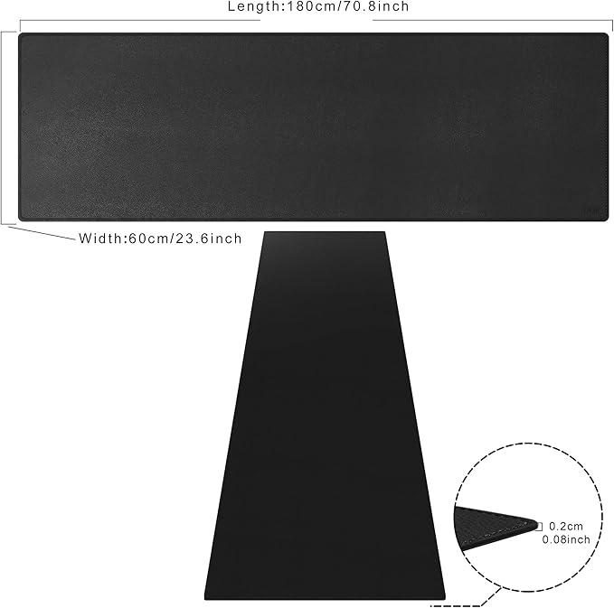 Cacoy Leather Desk Mat, 70.8"x24" Extended Mega Size Professional Computer Desk Pad for Full Desk, Super Large XXXL Desktop Cover Protector for Home and Office, Waterproof Leather Desk Blotter (Black) | Desk Pads Blotters - TrueDesk