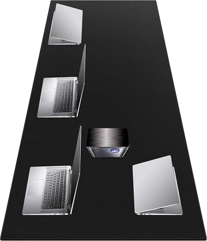 Cacoy Massive 70.8" x 39.4" Leather Desk Mat, Extra Large Office Conference Table Mat, 4XL Full Desk Gaming Mouse Pad, Waterproof PU Leather Computer Desk Pad (Black) | Desk Pads Blotters - TrueDesk