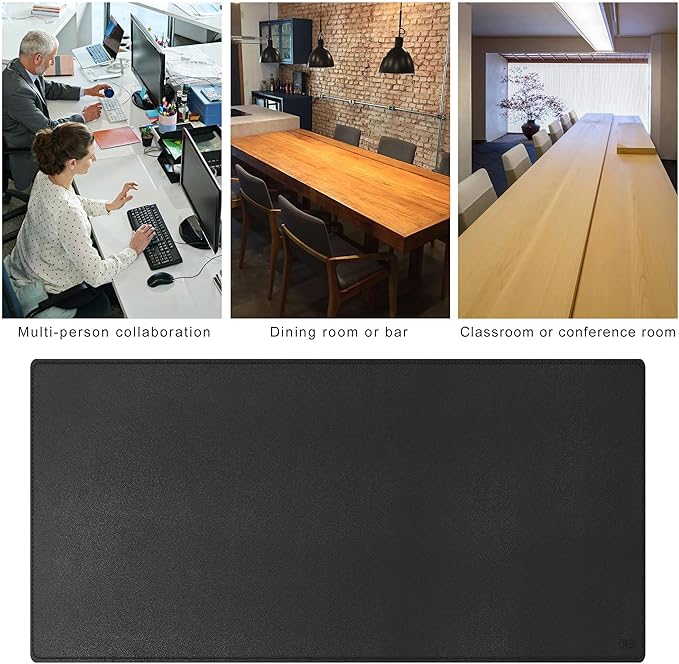 Cacoy Massive 70.8" x 39.4" Leather Desk Mat, Extra Large Office Conference Table Mat, 4XL Full Desk Gaming Mouse Pad, Waterproof PU Leather Computer Desk Pad (Black) | Desk Pads Blotters - TrueDesk
