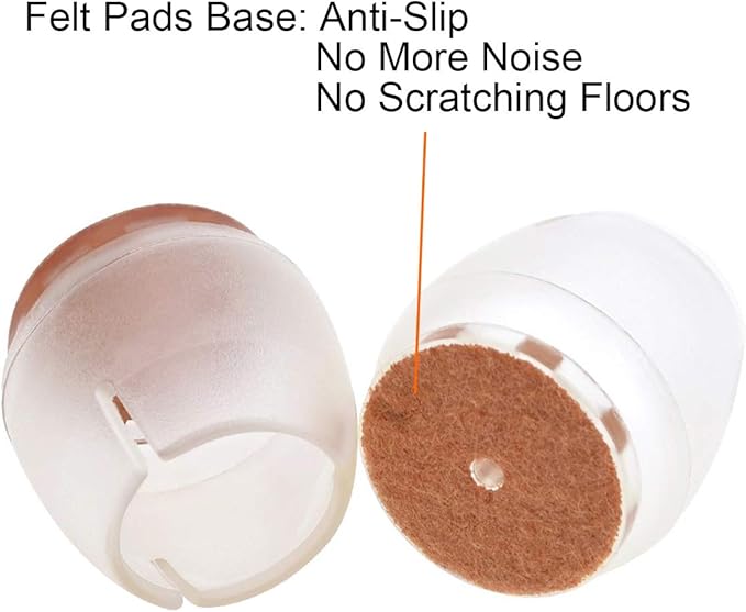 CBTONE Chair Leg Caps Fits 1 to 1 - 3/16 Inch Silicone Floor Protector Round Furniture Table Feet Covers with Felt Pads for Hardwood Floors, 32 Pack | Furniture Cups - TrueDesk