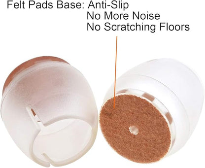 CBTONE Chair Leg Caps Fits 1 to 1 - 3/16 Inch Silicone Floor Protector Round Furniture Table Feet Covers with Felt Pads for Hardwood Floors, 32 Pack | Furniture Cups - TrueDesk
