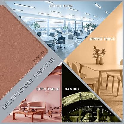 CENNBIE 35.5" x 16" Leather Desk Mat, Non - Slip Waterproof Extra Wide Desk Pad Protector,Computer Mouse Pad for Office Home (Brown) | Mouse Pads - TrueDesk