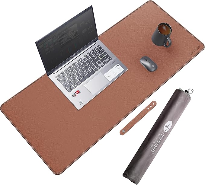 CENNBIE 35.5" x 16" Leather Desk Mat, Non - Slip Waterproof Extra Wide Desk Pad Protector,Computer Mouse Pad for Office Home (Brown) | Mouse Pads - TrueDesk