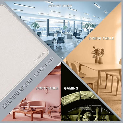 CENNBIE 35.5" x 16" Leather Desk Mat, Non - Slip Waterproof Extra Wide Desk Pad Protector,Computer Mouse Pad for Office Home (Cream) | Mouse Pads - TrueDesk