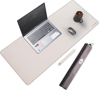 CENNBIE 35.5" x 16" Leather Desk Mat, Non - Slip Waterproof Extra Wide Desk Pad Protector,Computer Mouse Pad for Office Home (Cream) | Mouse Pads - TrueDesk