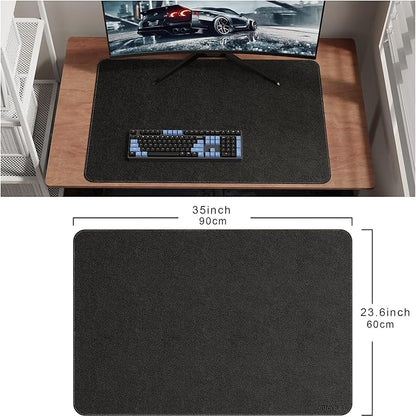 CENNBIE 35.5" x 23.6" Leather Desk Mat, Non - Slip Waterproof Extra Wide Desk Pad Protector,Computer Mouse Pad for Office Home (Black) | Desk Pads Blotters - TrueDesk