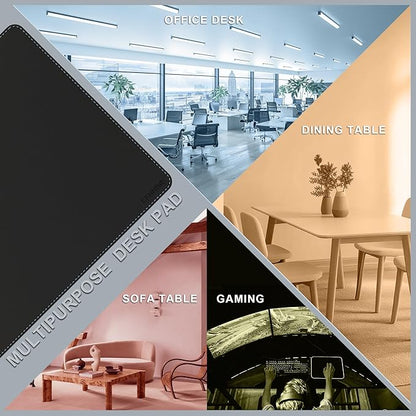 CENNBIE 35.5" x 23.6" Leather Desk Mat, Non - Slip Waterproof Extra Wide Desk Pad Protector,Computer Mouse Pad for Office Home (Black) | Desk Pads Blotters - TrueDesk
