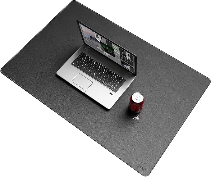 CENNBIE 35.5" x 23.6" Leather Desk Mat, Non - Slip Waterproof Extra Wide Desk Pad Protector,Computer Mouse Pad for Office Home (Black) | Desk Pads Blotters - TrueDesk