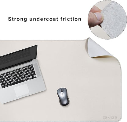 CENNBIE 39.3" x 19.6" Leather Desk mat,Desk mats on top of desks, Perfect Desk Mate for Office and Home, Rectangular, Large(Cream Color) | Desk Pads Blotters - TrueDesk
