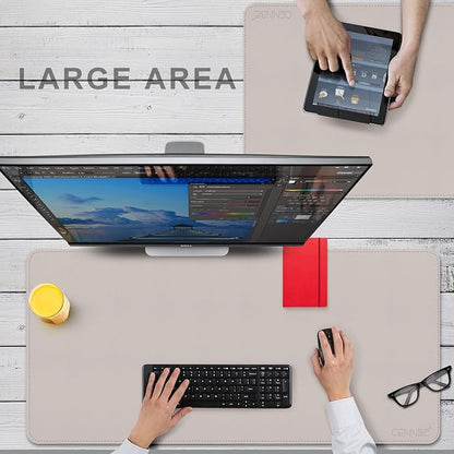 CENNBIE 39.3" x 19.6" Leather Desk mat,Desk mats on top of desks, Perfect Desk Mate for Office and Home, Rectangular, Large(Cream Color) | Desk Pads Blotters - TrueDesk