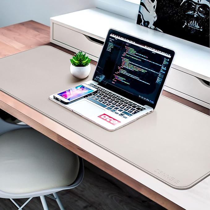 CENNBIE 39.3" x 19.6" Leather Desk mat,Desk mats on top of desks, Perfect Desk Mate for Office and Home, Rectangular, Large(Cream Color) | Desk Pads Blotters - TrueDesk