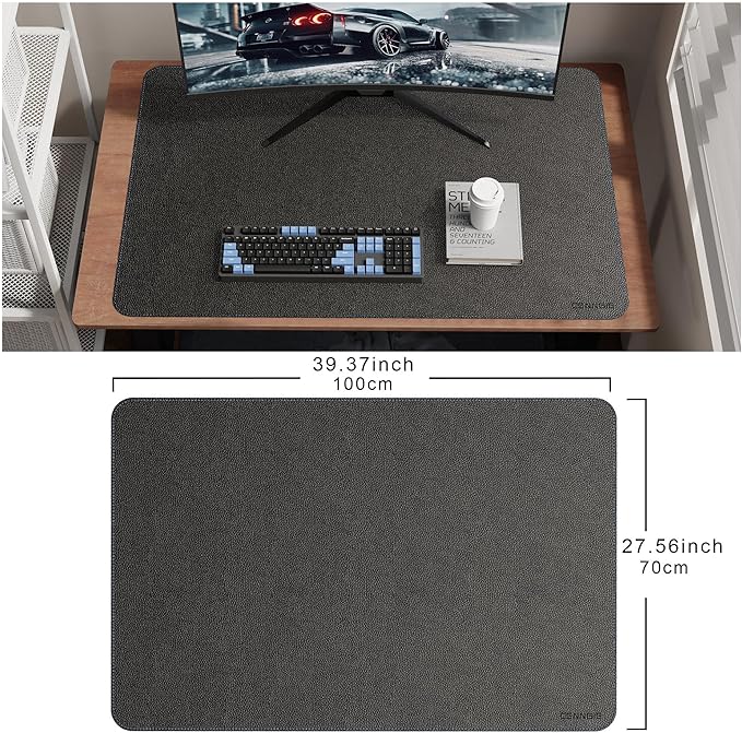 CENNBIE 39.4" x 27.5" Black Leather Desk Mat, Non - Slip Waterproof Extra Wide Desk Pad Protector,Computer Mouse Pad for Office Home | Desk Pads Blotters - TrueDesk
