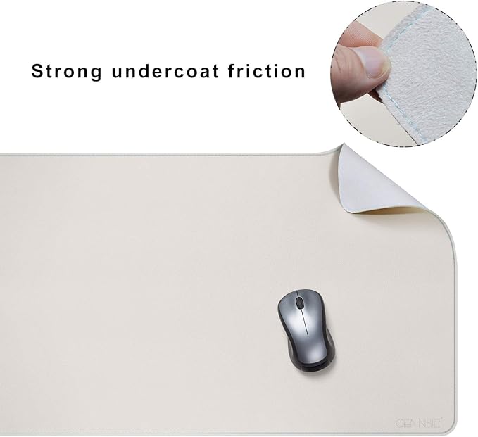 CENNBIE 47.2" x 19.6" Leather Desk mat, Desk mats on top of desks,Perfect Desk Mate for Office and Home(Cream) | Desk Pads Blotters - TrueDesk