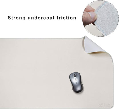 CENNBIE 47.2" x 19.6" Leather Desk mat, Desk mats on top of desks,Perfect Desk Mate for Office and Home(Cream) | Desk Pads Blotters - TrueDesk
