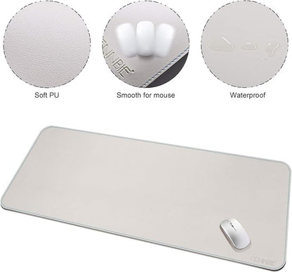 CENNBIE 47.2" x 19.6" Leather Desk mat, Desk mats on top of desks,Perfect Desk Mate for Office and Home(Cream) | Desk Pads Blotters - TrueDesk