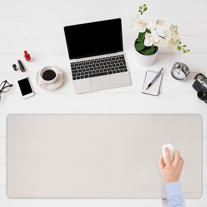 CENNBIE 47.2" x 19.6" Leather Desk mat, Desk mats on top of desks,Perfect Desk Mate for Office and Home(Cream) | Desk Pads Blotters - TrueDesk