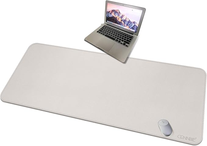 CENNBIE 59" x 27.5" 4XL Super Large Desk Mat - Mega Size Premium Vegan Leather Desk Pad - Ultra Ergocomfort Technology (Cream) | Desk Pads Blotters - TrueDesk