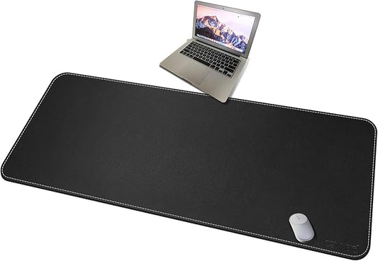 CENNBIE 59" x 27.5" Large Leather Desk Mat, Extended Mega Size Mouse Pad with Full Desk Coverage, Waterproof Office Desk Protector (Black) | Desk Pads Blotters - TrueDesk