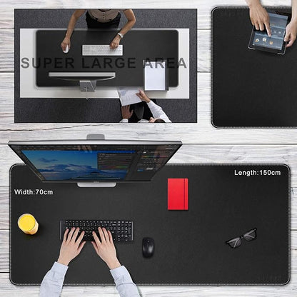 CENNBIE 59" x 27.5" Large Leather Desk Mat, Extended Mega Size Mouse Pad with Full Desk Coverage, Waterproof Office Desk Protector (Black) | Desk Pads Blotters - TrueDesk
