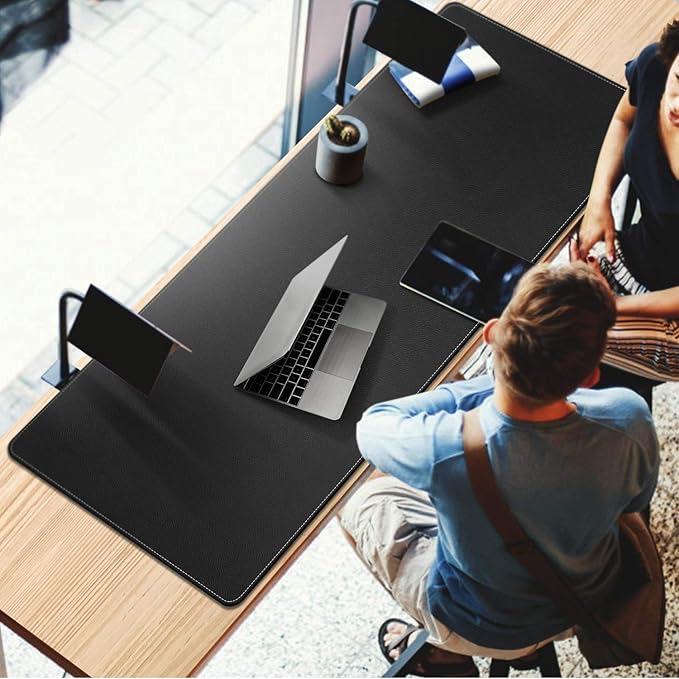 CENNBIE 59" x 27.5" Large Leather Desk Mat, Extended Mega Size Mouse Pad with Full Desk Coverage, Waterproof Office Desk Protector (Black) | Desk Pads Blotters - TrueDesk