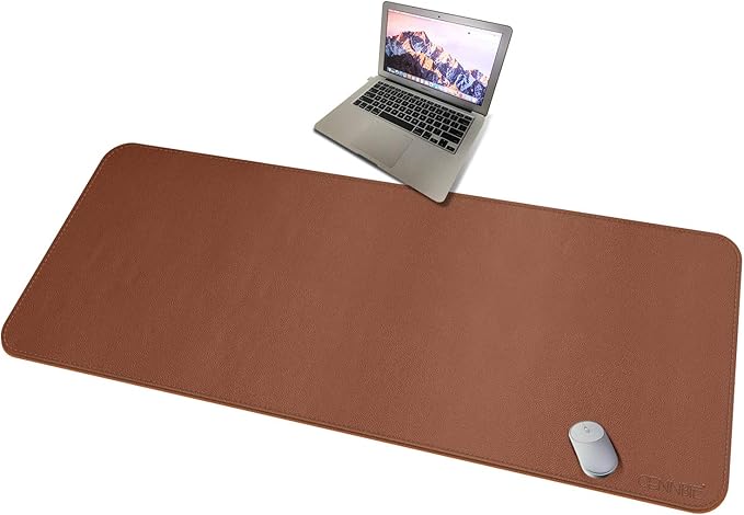 CENNBIE 59"x27.5" Leather Desk Pad Protector Desk Blotter Pad - Waterproof Writing Desk Accessories - Extended Non - Slip Rectangular, Laptop Keyboard Mouse Pad (Brown) | Desk Pads Blotters - TrueDesk