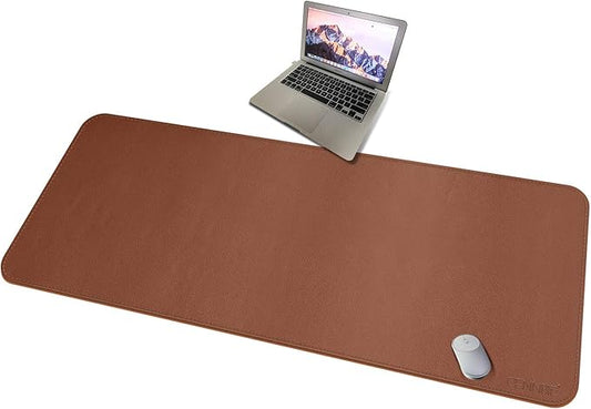 CENNBIE 59"x27.5" Leather Desk Pad Protector Desk Blotter Pad - Waterproof Writing Desk Accessories - Extended Non - Slip Rectangular, Laptop Keyboard Mouse Pad (Brown) | Desk Pads Blotters - TrueDesk