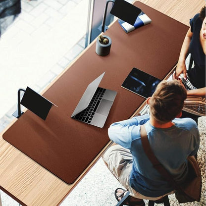 CENNBIE 59"x27.5" Leather Desk Pad Protector Desk Blotter Pad - Waterproof Writing Desk Accessories - Extended Non - Slip Rectangular, Laptop Keyboard Mouse Pad (Brown) | Desk Pads Blotters - TrueDesk