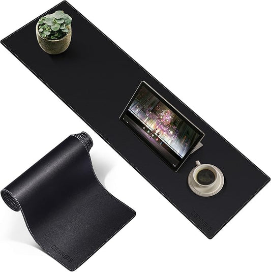 CENNBIE Console Table Leather Cover - 39.4 x 11.8 Inches Sofa Table Narrow Long Mat - TV/Media/Gaming/Center Console Table Protector Pad for Narrow Side Table, Sideboard, Entryway Table (Black) | Desk Pads Blotters - TrueDesk