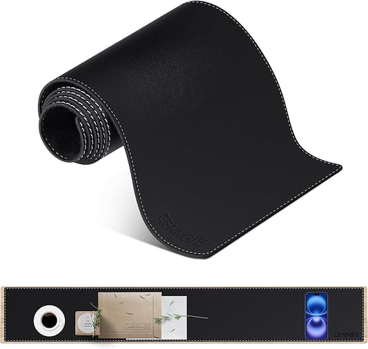 CENNBIE Console Table Leather Cover - 39.4 x 5.9 Inches Narrow Long Mat - TV/Media/Gaming/Center Console Protector Pad for Narrow Side Table, Sideboard (Black) | Desk Pads Blotters - TrueDesk