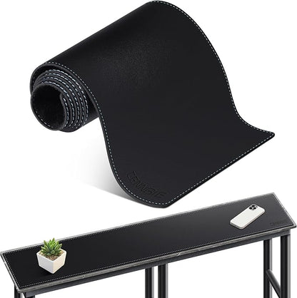 CENNBIE Console Table Leather Cover - 47 x 5.9 Inches Sofa Table Narrow Long Mat - TV/Media/Gaming/Center Console Table Protector Pad for Narrow Side Table, Sideboard, Entryway Table (Black) | Desk Pads Blotters - TrueDesk
