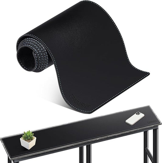 CENNBIE Console Table Leather Cover - 47 x 5.9 Inches Sofa Table Narrow Long Mat - TV/Media/Gaming/Center Console Table Protector Pad for Narrow Side Table, Sideboard, Entryway Table (Black) | Desk Pads Blotters - TrueDesk