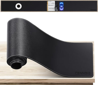 CENNBIE Console Table Leather Cover - 55 x 5.9 Inches Sofa Table Narrow Long Mat - TV/Media/Gaming/Center Console Table Protector Pad for Narrow Side Table, Sideboard, Entryway Table (Black) | Desk Pads Blotters - TrueDesk
